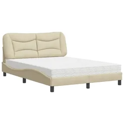 Vidaxl Postelja z vzmetnico Hvar krem 140x190 cm blago