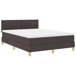 Vidaxl LED Box Spring Postelja Temno rjava 140 x 190 cm blago