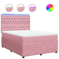 Vidaxl Box spring postelja z vzmetnico roza 140x200 cm žamet