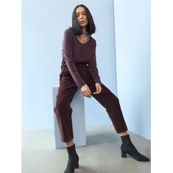 Sinsay - Somot mom fit pantalone - mahagoni džins