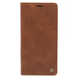 Maska za telefon LEATHER RETRO FLIP za Samsung S22 Ultra, Tamnobraon