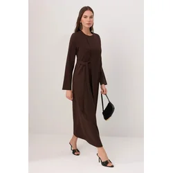 Trendyol Modest Ženska haljina Tctss26Eb00155, Smeđa
