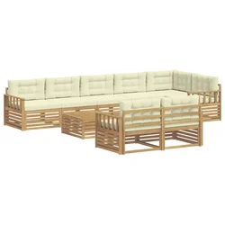Set vanjskih sofa s jastukom 9 pcs Bijela i krem Poliester
