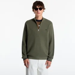 Pulover FRED PERRY Waffle Stitch Half Zip Jumper Lrl Wrth Green XL