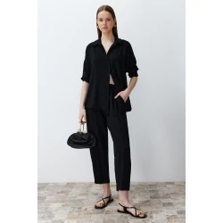 Trendyol Black Woven Shirt Trousers Aerobin Two Piece Set