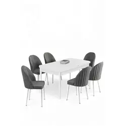 HANAH HOME Rasklopivi trpezarijski sto i stolice (7 delova) Enya White Grey