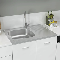 Kuhinjski sudoper s cjedilom srebrni 800 x 600 x 155 mm čelični