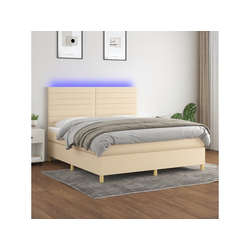 Den Box spring postelja z vzmetnico LED krem 180x200 cm blago