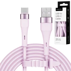 KRUGER&MATZ USB-A na USB-C silikonski kabl za punjenje, dužina 1 m, boja roza, model KM1268-1P