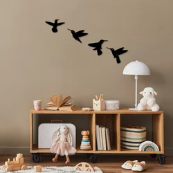 Atelier Del Sofa Set zidnih dekoracija Birds-292, 13-15 cm, 1 mm,  4 komada, Crna