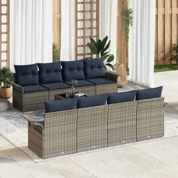 Sjedeća garnitura za vrt s jastukom 9 pcs Siva poliratan