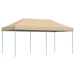 Sklopivi prigodni šator za zabave bež 580x292x315 cm