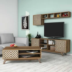 Hanah Home Set TV komoda i klub sto Inci, 4 komada, Orah-krem