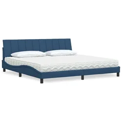 vidaXL vidaXL Postelja z vzmetnico modra 200x200 cm blago, (5000022780)