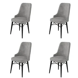 Hanah Home Set 4 trpezarijske stolice Pare Sivo-Crni