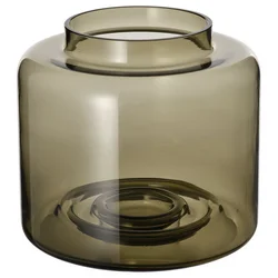 KONSTFULL Vaza, zelenorjava, 16 cm