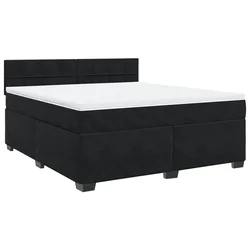 Vidaxl Box spring postelja z vzmetnico črna 180x200 cm žamet