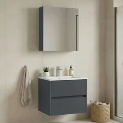HANAH HOME Kupatilski ormarić sa umivaonikom i ogledalom (2 komada) Side 65 v2 785