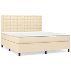 vidaXL vidaXL Box spring postelja z vzmetnico krem 180x200 cm blago, (20894569)