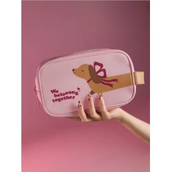 Sinsay - Kozmetička torbica sa motivom jazavčara - pastelno roze