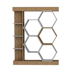 Hanah Home Sueno White Walnut Polica za knjige 140x29.6x177.4cm, Smeđa