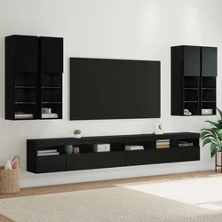 Set zidnog ormarića za TV 7 pcs Crni hrast Konstruirano drvo