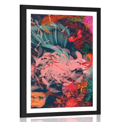 Plakat s paspartujem abstraktni cvetovi - 30x45 black