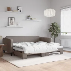 Greatstore Izvlečna dnevna postelja taupe 90x200 cm blago