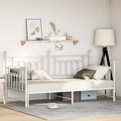 vidaXL vidaXL Postelja s predalom Bela 90x200 cm Jeklo, (22103332)