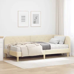 Kutni okvir kreveta Krema 100 x 200 cm tkanina
