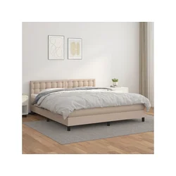 Den Box spring postelja z vzmetnico kapučino 160x200cm umetno usnje