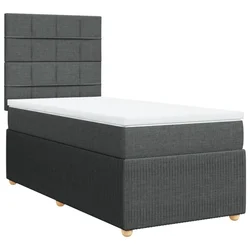 Vidaxl Box spring postelja z vzmetnico temno siva 100x200 cm blago