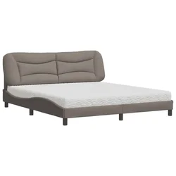 Vidaxl Postelja z vzmetnico Hvar taupe 180x200 cm blago