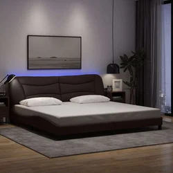 Okvir kreveta s LED-om bez madraca Hvar tamnosmeđi 200x200 cm od tkanine