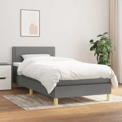 vidaXL Box spring postelja z vzmetnico temno siva 100x200 cm blago