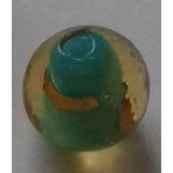 Kugla 8 mm tirkiz sa zlatnom sarom -Lampwork