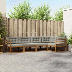 Set vanjskih sofa s jastukom 5 pcs Prirodna i svjetlosiva