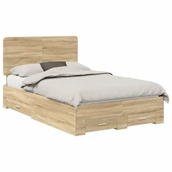 Vidaxl Konstrukcija postelje Sonoma hrast 135 x 190 cm Konstruiran les