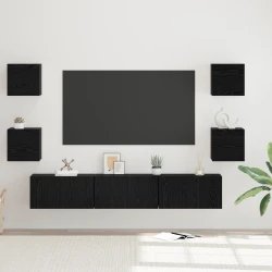 Set TV komoda Zidne 7 pcs Crni hrast Konstruirano drvo