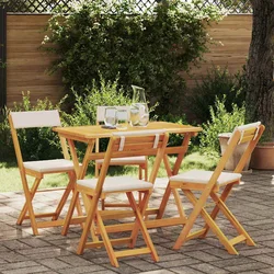 Bistro set s jastukom 5 pcs Prirodna nafta Čvrsto drvo akacije