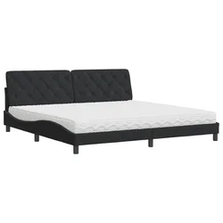 Krevet s madracem crni 200x200 cm baršunasti