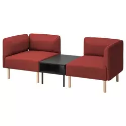 LILLEHEM Modul. sofa dvosed s pom. stočićem, Gunnared/smeđe-crvena drvo