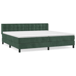 shumee Box spring postelja z vzmetnico temno zelena 200x200 cm žamet