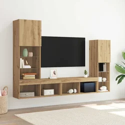 TV ormar S LED lampica 4 pcs hrast artisan Konstruirano drvo