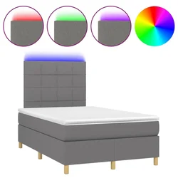 Vidaxl Box spring postelja z vzmetnico LED temno siva 120x200 cm blago