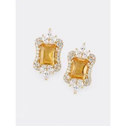 LanLivia Uhani Citrine Royal Style Ear Studs pegasto rumena/zlata