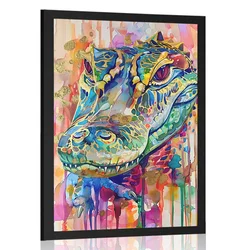 Plakat krokodil v imitaciji umetniške slike - 30x45 silver