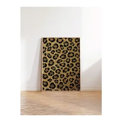 WallXpert uramljena slika 115266, zlatna leopard šara, 30 x 40 cm, ram u boji prirodnog drveta