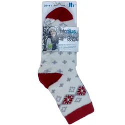 Airplus Aloe Cabin Socks - Moisturizing Socks - White Gray/Red Pattern - Size 35-41