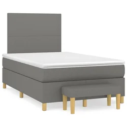 vidaXL Box spring postelja z vzmetnico temno siva 120x190 cm blago